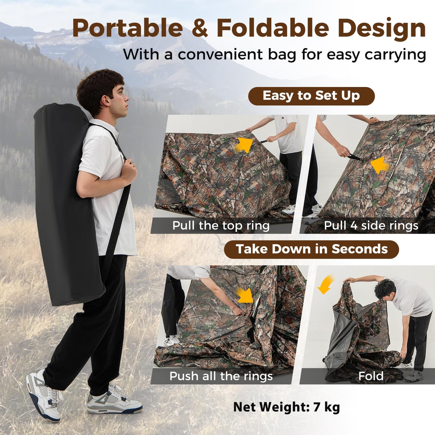 360° One Way See Through Camouflage Ground Tent with Carrying Bag