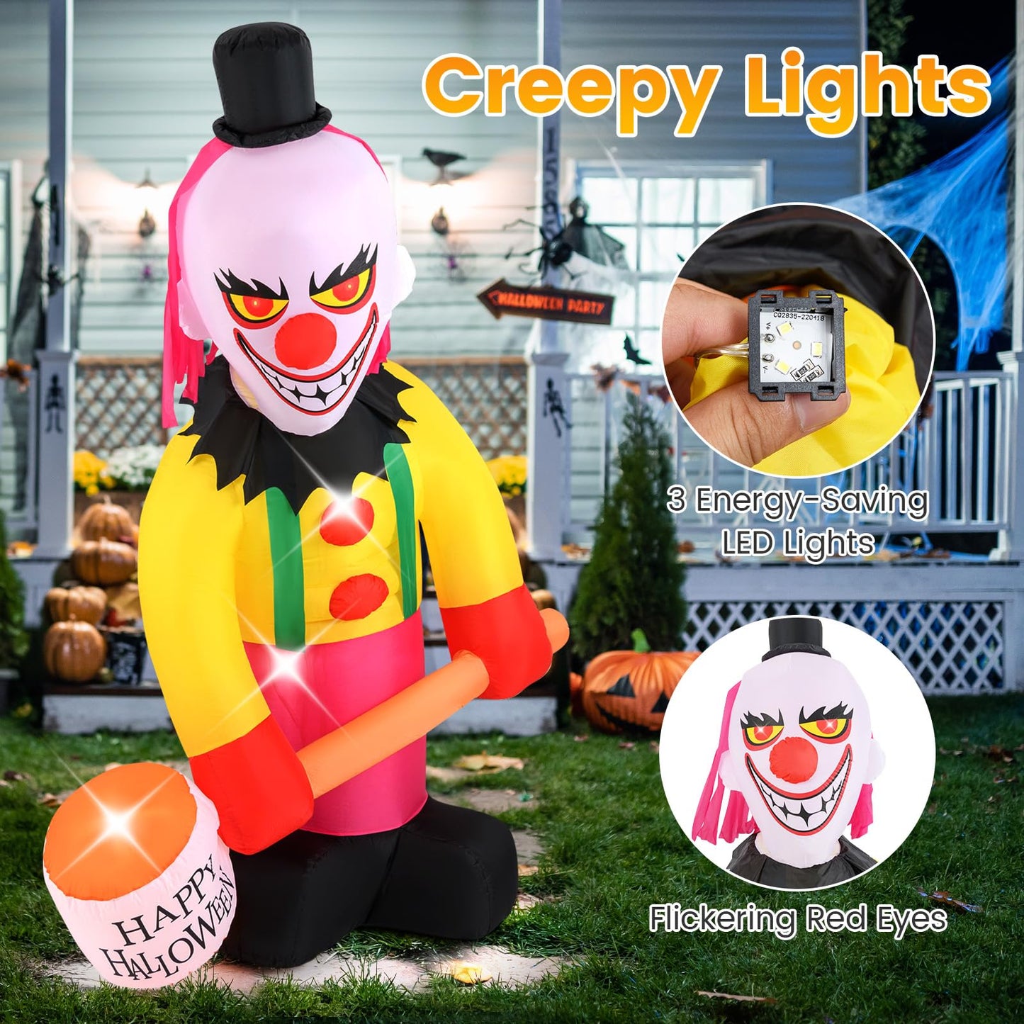 240 CM Giant Halloween Inflatables with Hammer and Sandbags