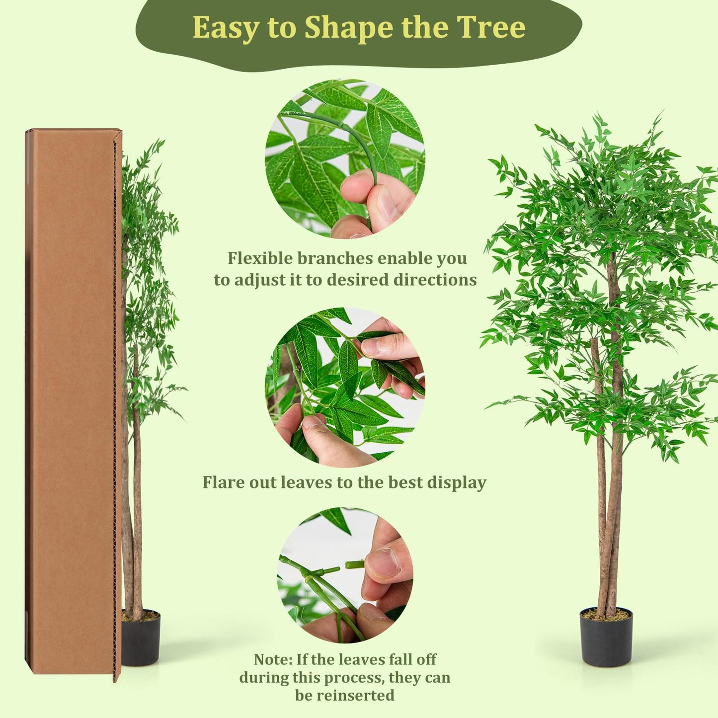 Artificial Bamboo Tree Faux Bamboo Plant with 1020 Leaves
