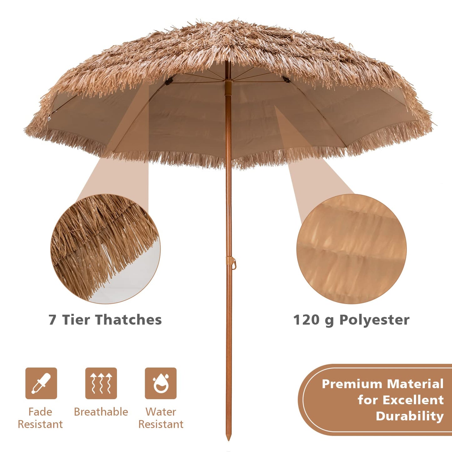 2.05M Outdoor Portable Easy Set-up 8-Rib Tropical Hawaiian Umbrella