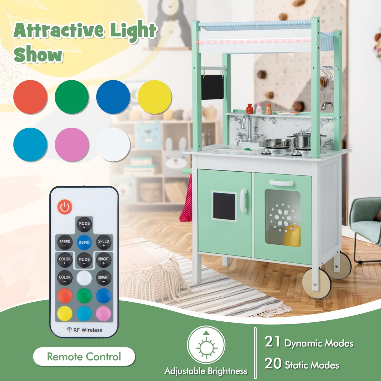 Double sided Pretend Play Kitchen with Remote Control