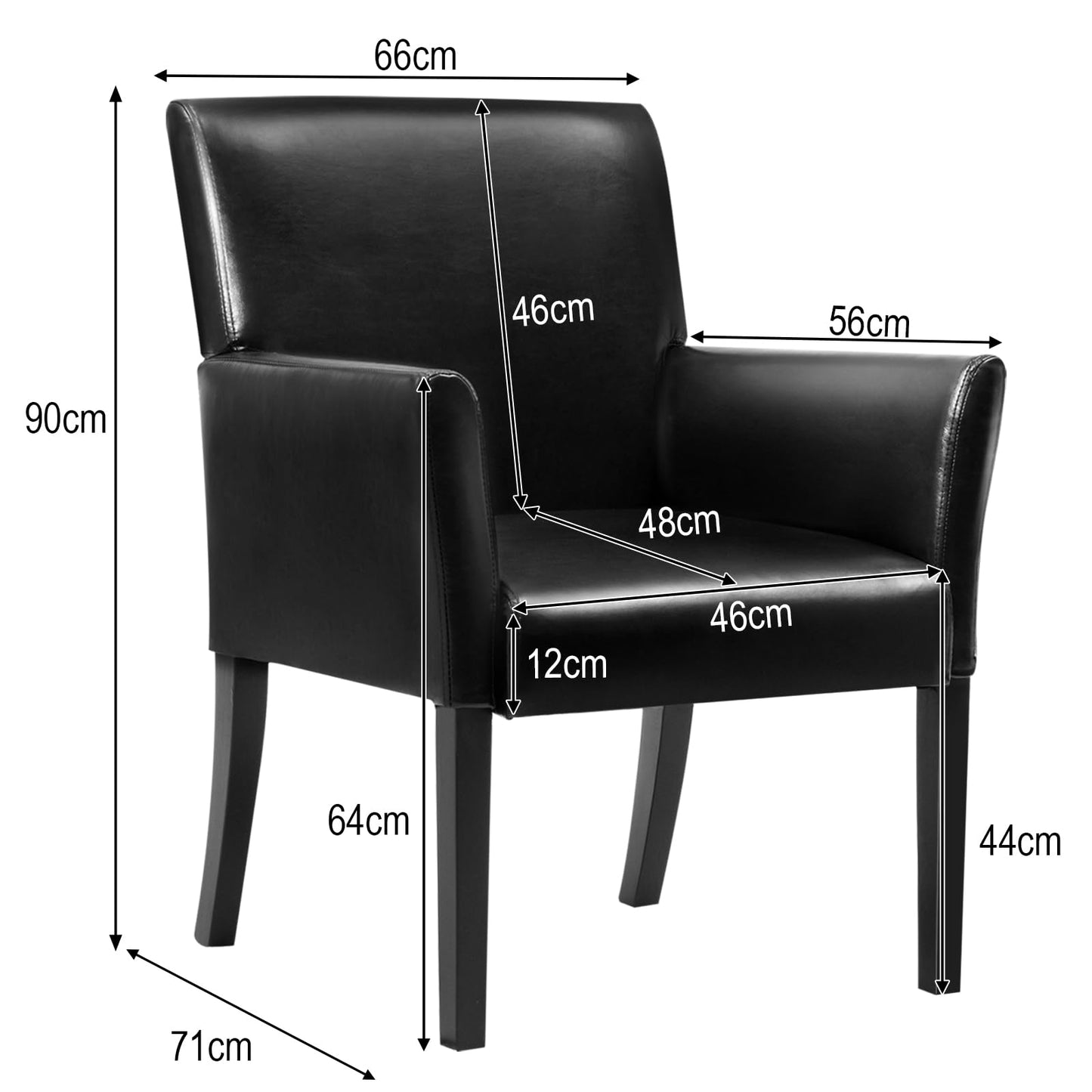 Guest Chair with Wood Frame, Wide Backrest and Ergonomic Armrests