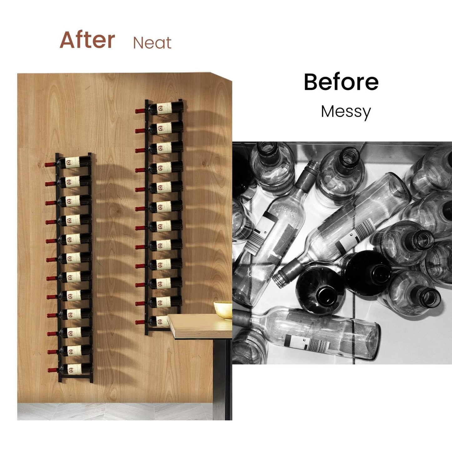 Wall Mounted Metal Wine Rack Organizer for Liquor and Champagne