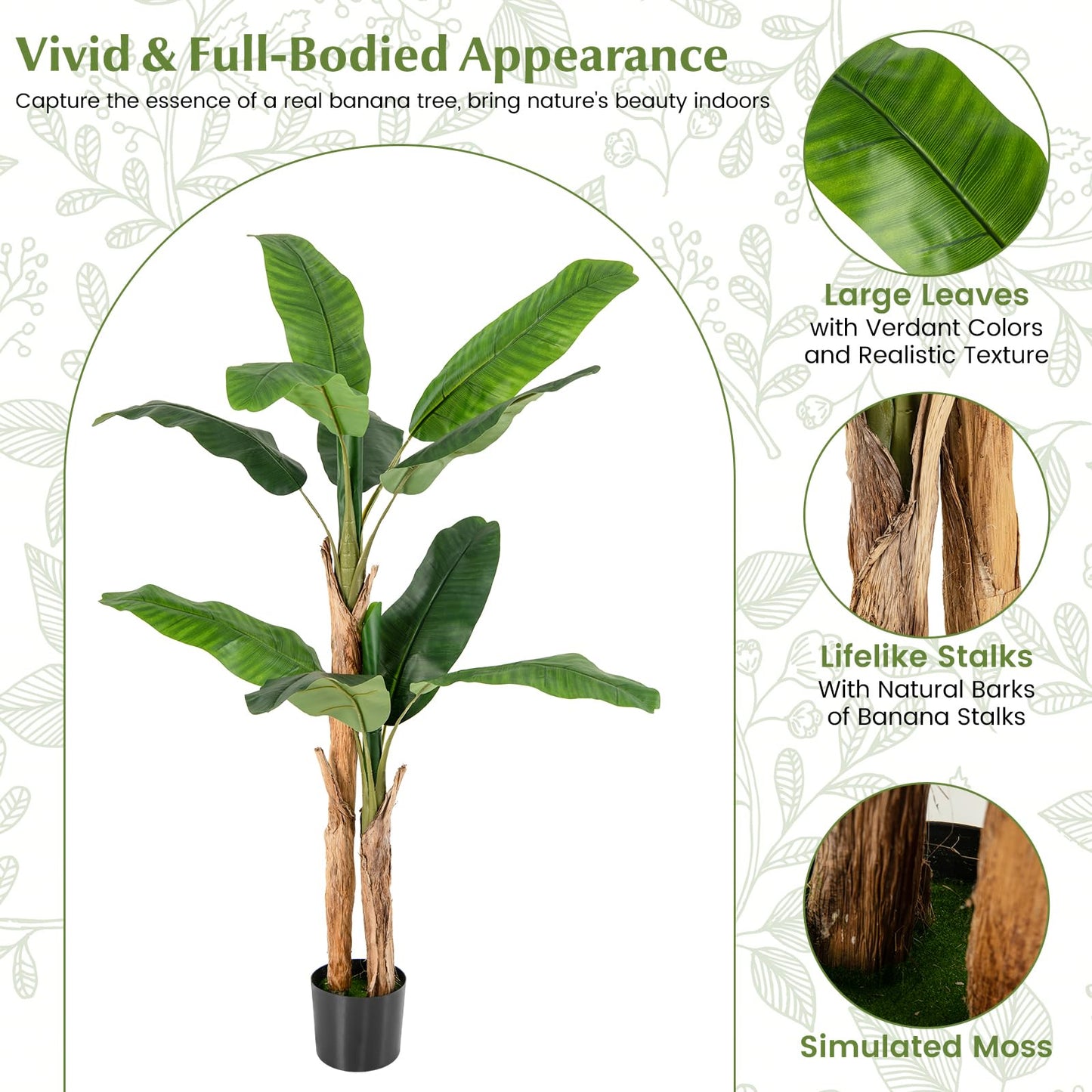 165cm Artificial Fake Banana Tree with 10 Large Leaves
