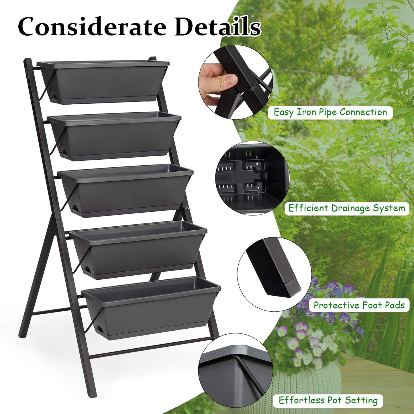5-Tier Raised Garden Bed with 5 Removable Trays