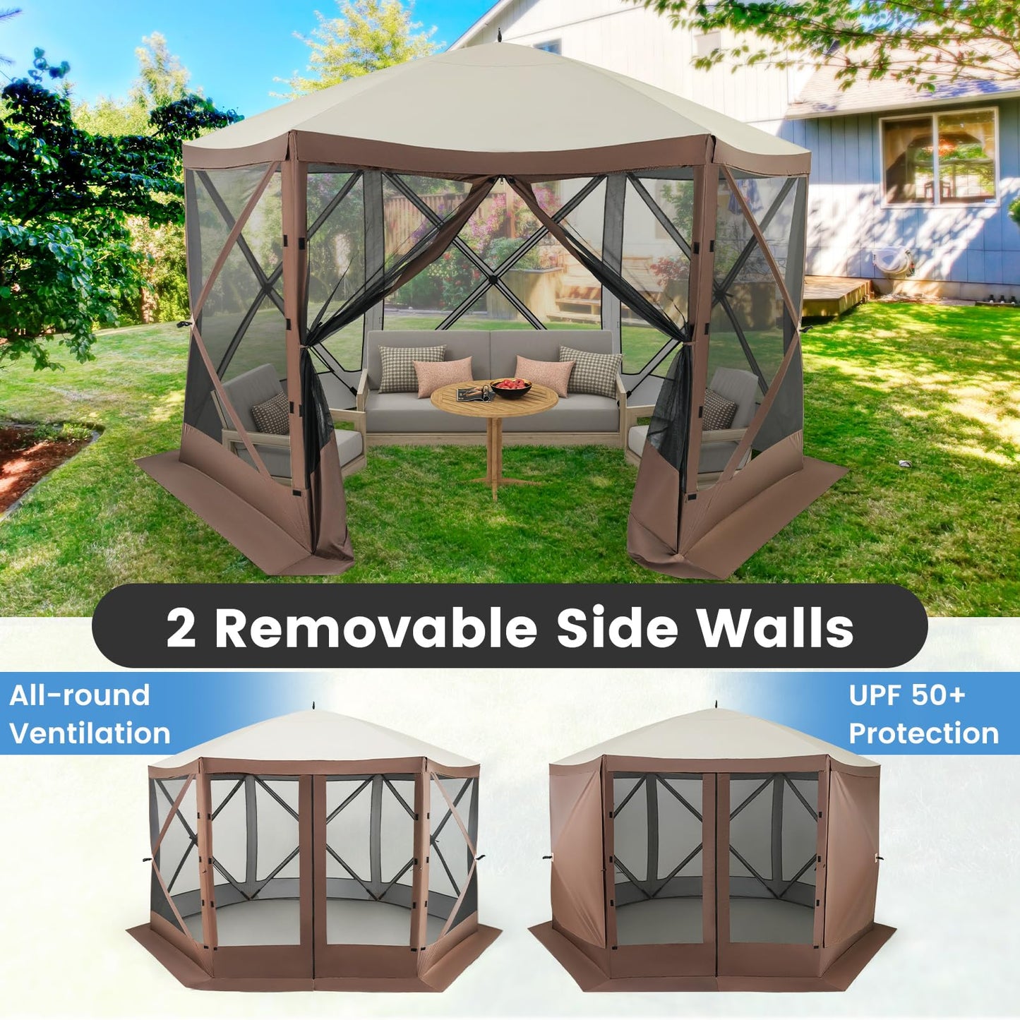 3.5 x 2.3m Pop up Camping Gazebo with Carrying Bag