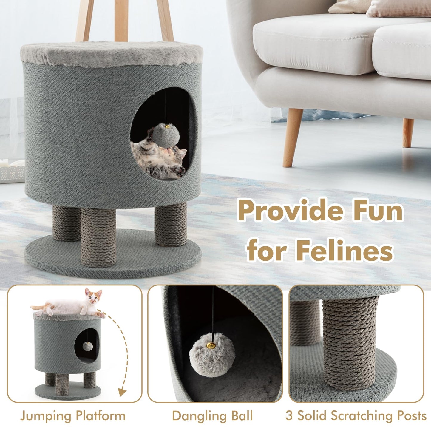3 in 1 Cats Cave Sleeping House with Scratching Posts