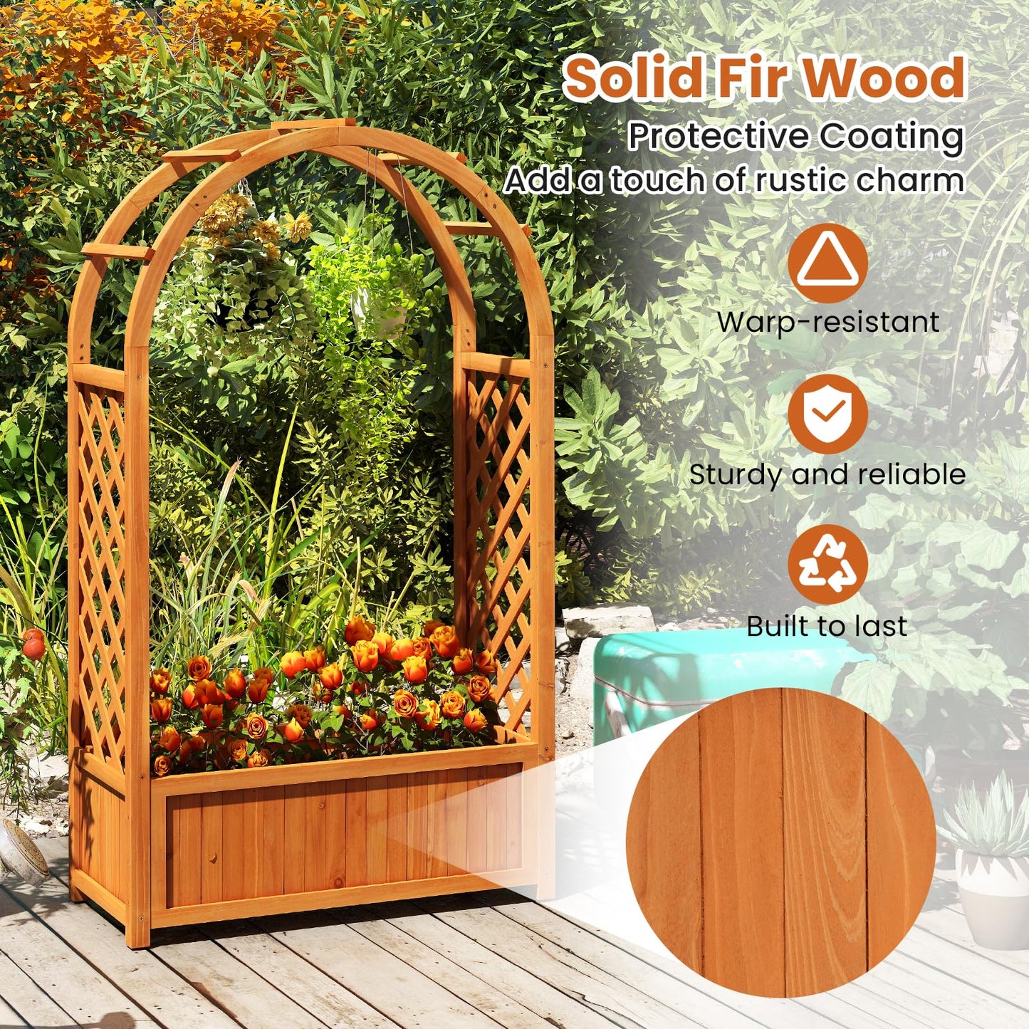 Garden Planter with Arch Trellis for Backyard Balcony