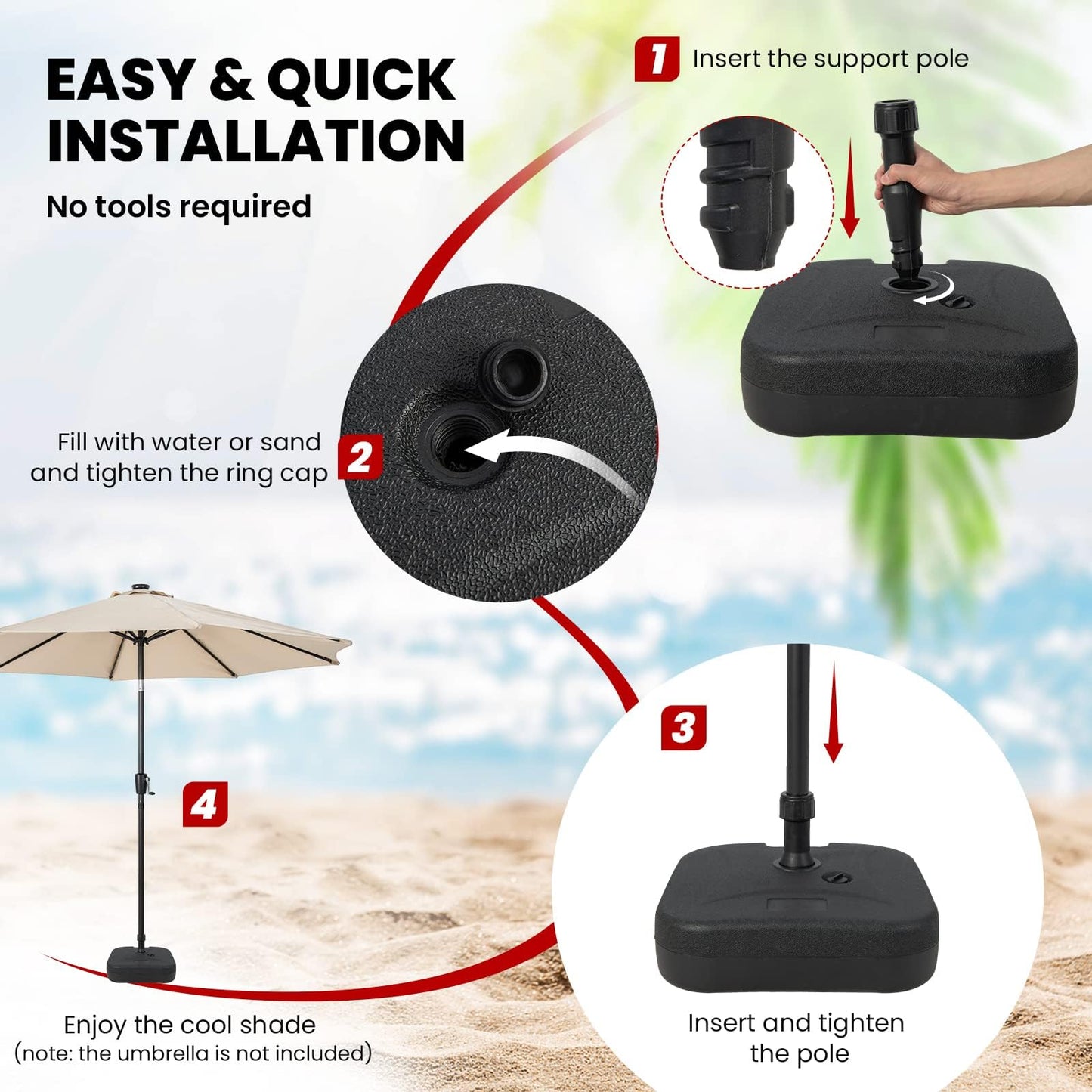 45 x 45 x 27cm Patio Parasol Umbrella Stand