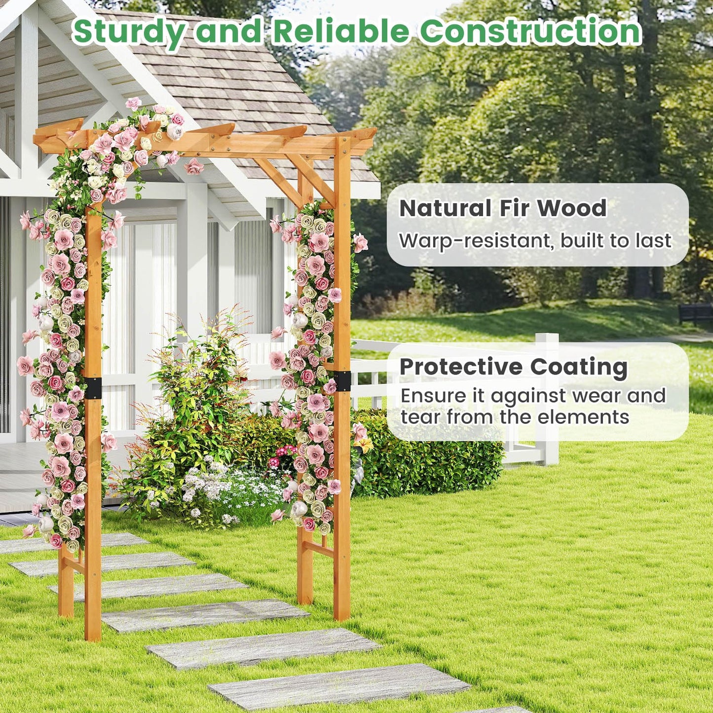 215cm Wooden Garden Arch for Climbing Plant Vines