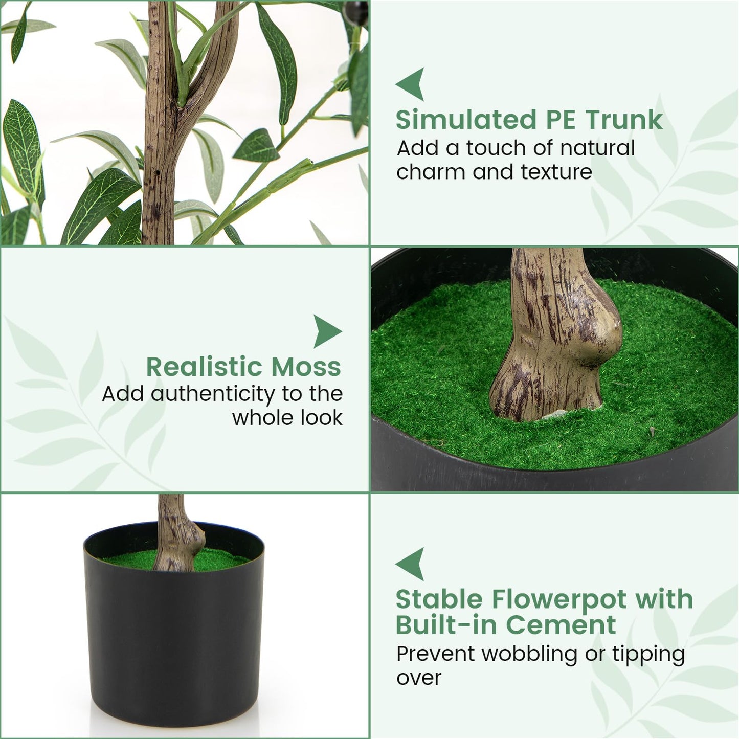 130cm Tall Artificial Olive Tree with Realistic Fruits