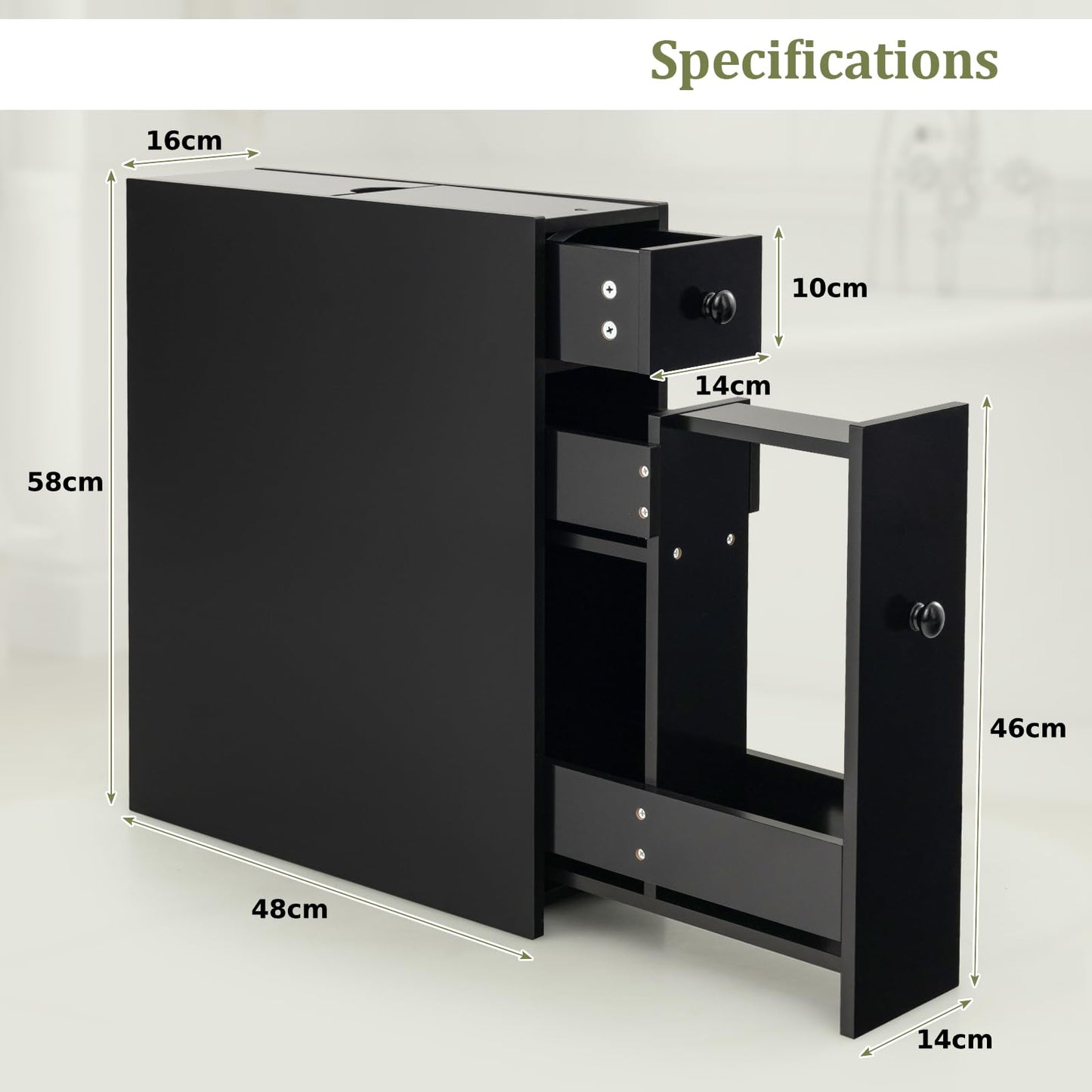 Slim Storage Cabinet with Slide-out Drawers and Flip open Top Cover