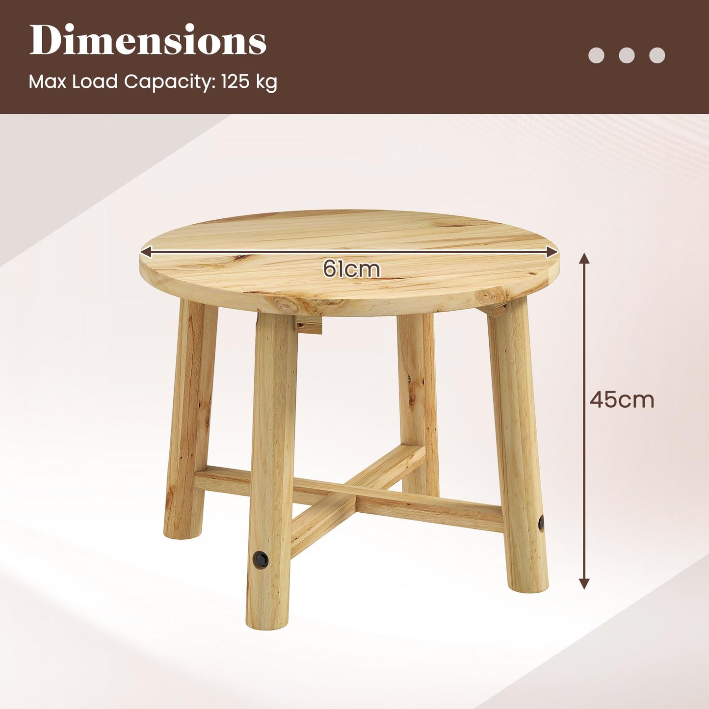 Solid Wood Small Round Outdoor Coffee Table