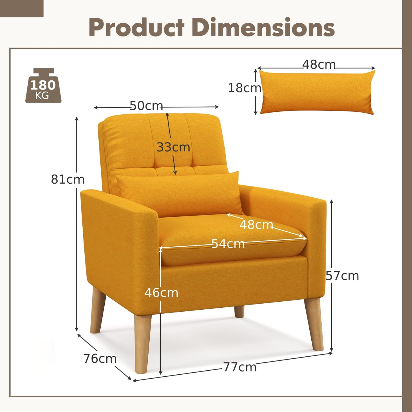 Mid-century Modern Accent Chair with Lumbar Pillow