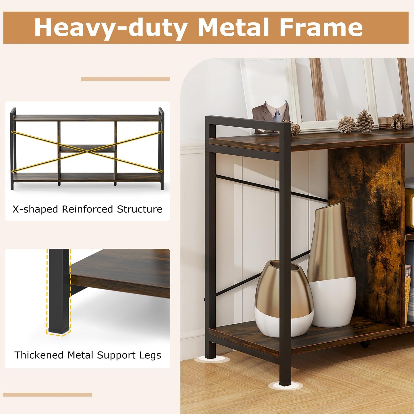 Giantex TV Stand Cabinet for 55 Inch TVs 120cm Industrial TV Unit Media Entertainment Center