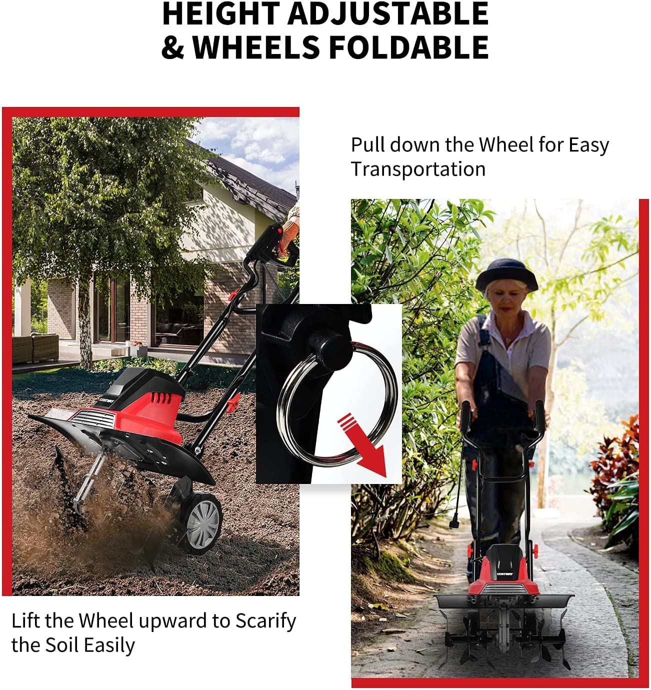 GiantexUK1200W/1500W Electric Tiller Lawn Soil Scarifier with 4/6 Tiller Blades