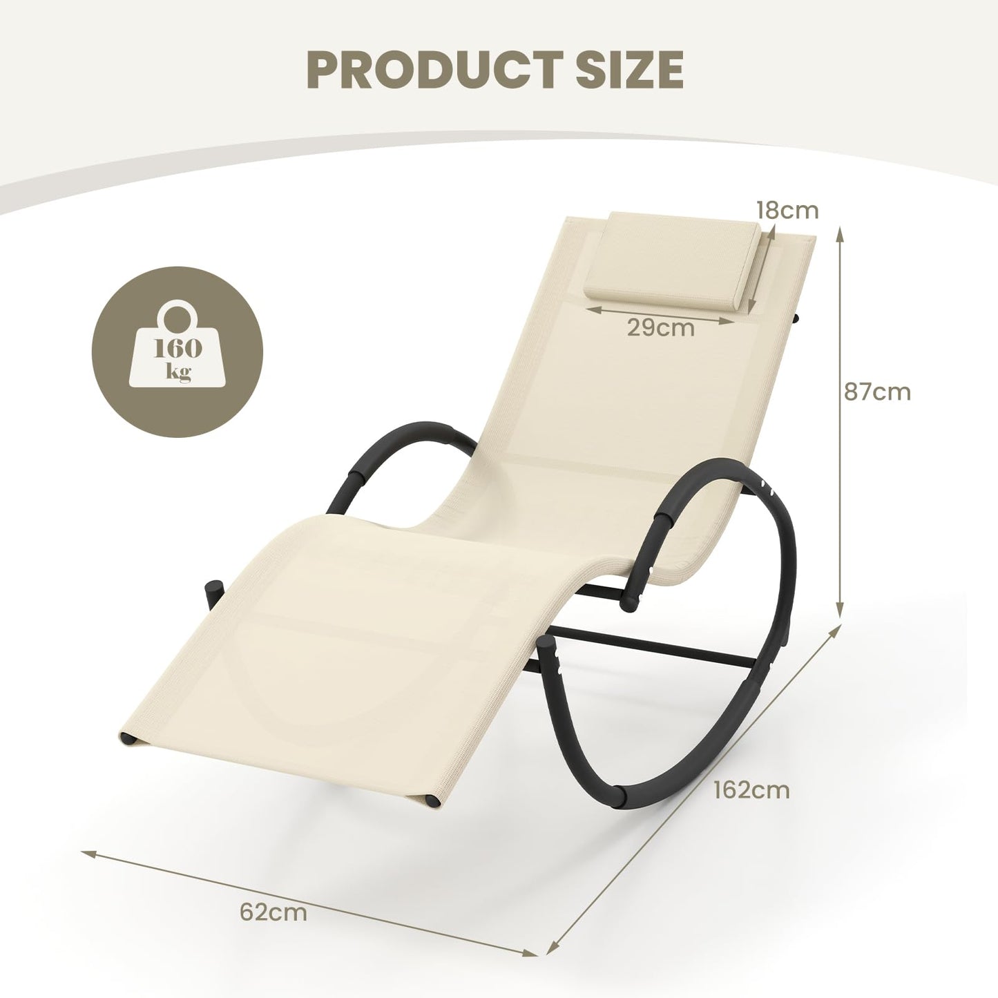 Outdoor Zero Gravity Recliner Garden Chair with Removable Headrest