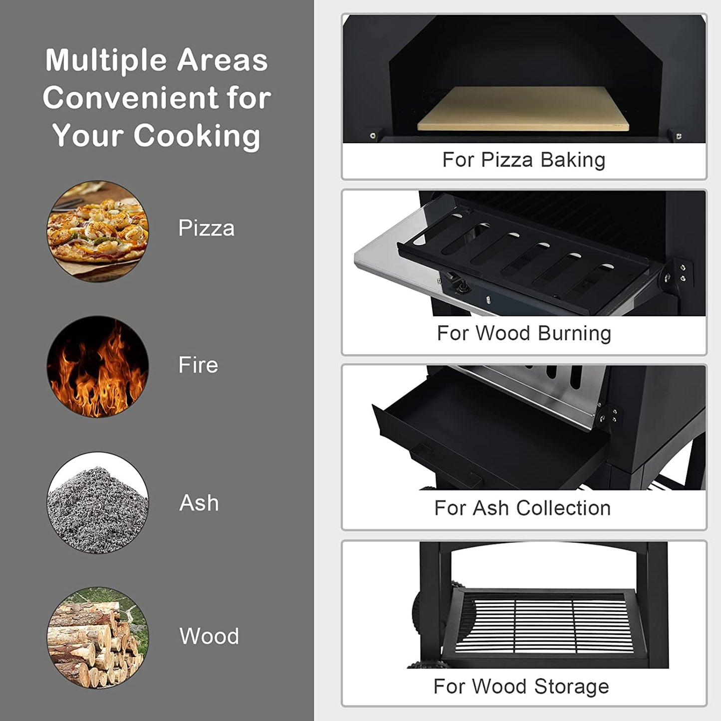 Wood Fired Pizza Maker with Chimney & Pizza Peel