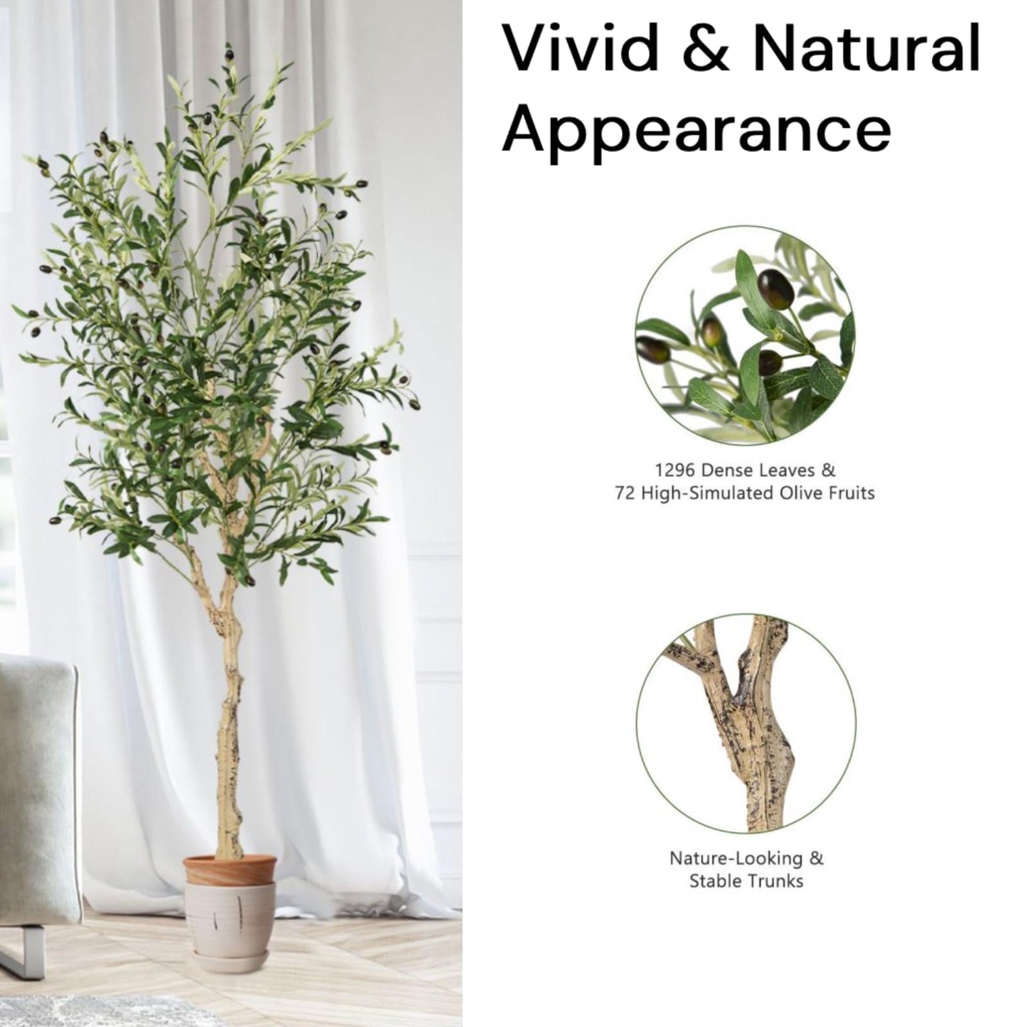 2 Pack Topiary Silk Faux Eucalyptus Tree with 1296 Leaves