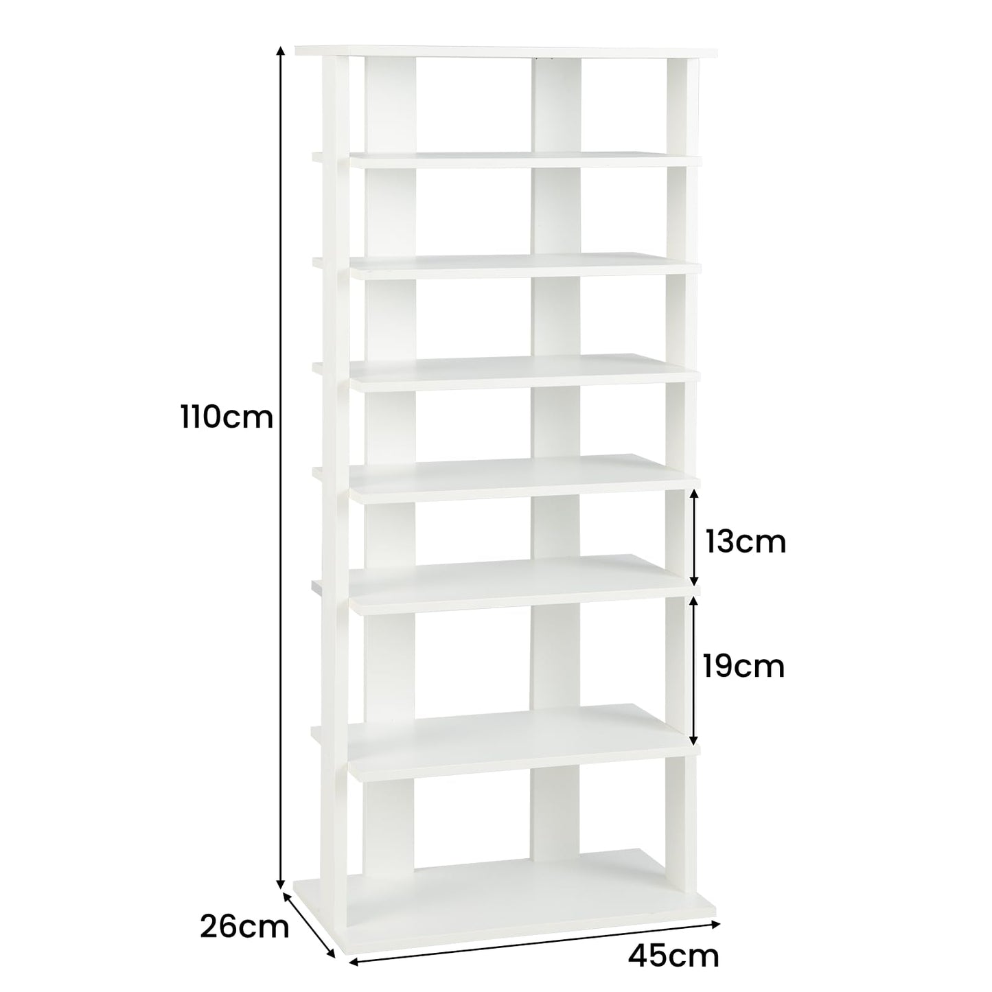 Extra Wide Wooden Vertical Shoe Rack with 7 Shelves