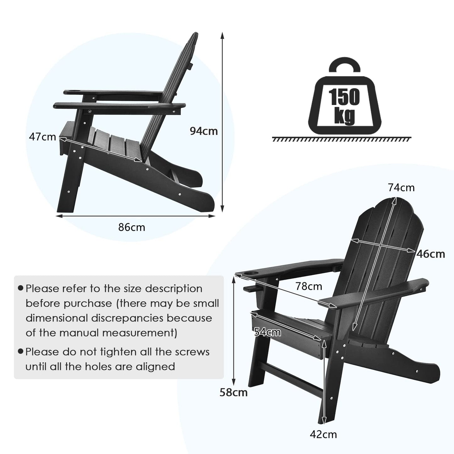 Weather Resistant Adirondack Chair with Built-in Cup Holder