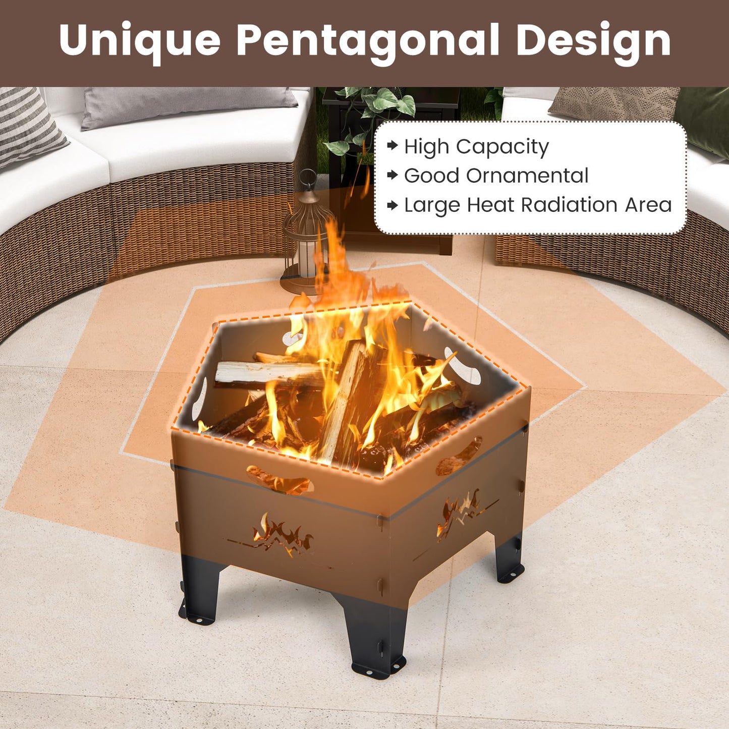 Collapsible Patio Wood Burning Fire Bowl with Carry Bag