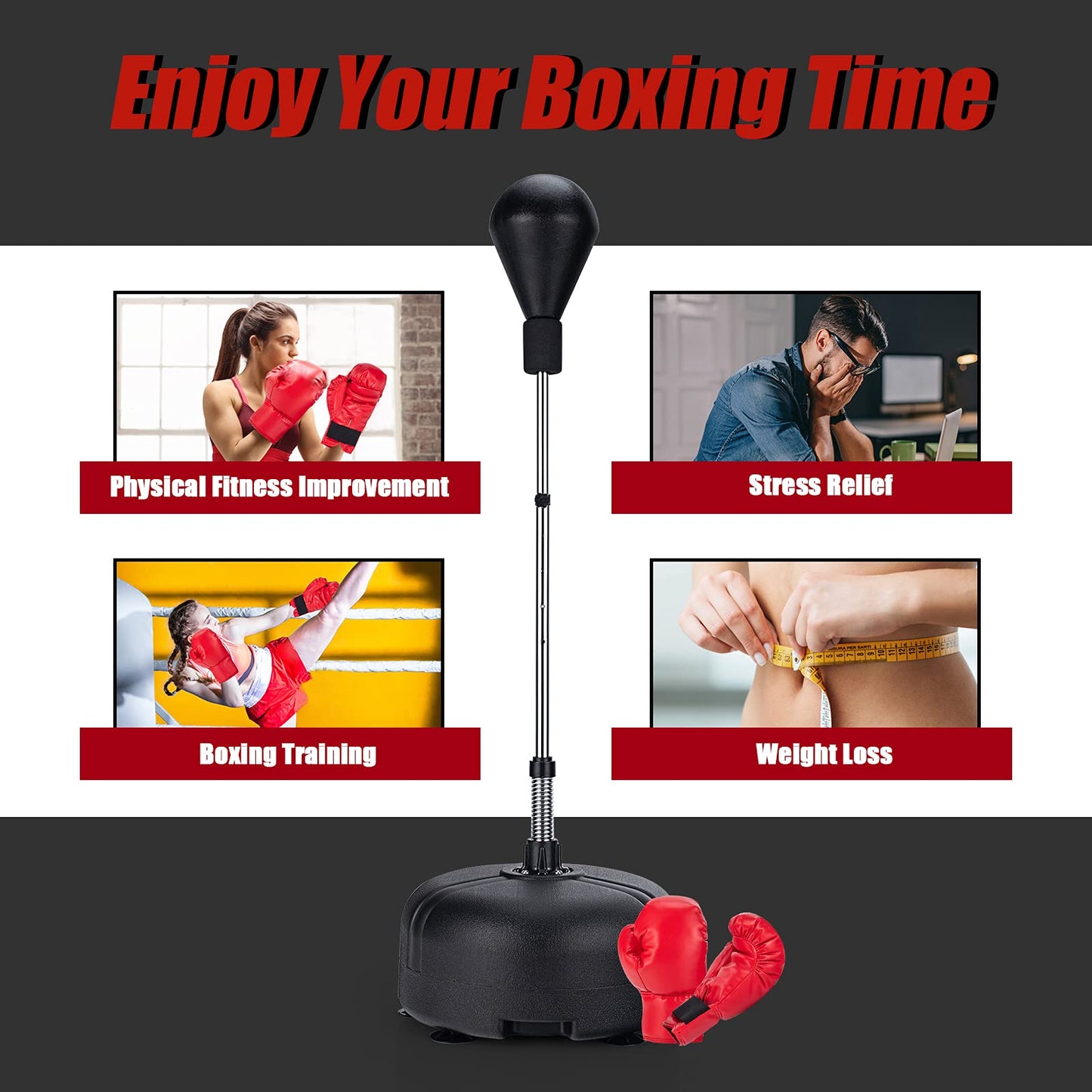 Punching Bag with Stand and Gloves