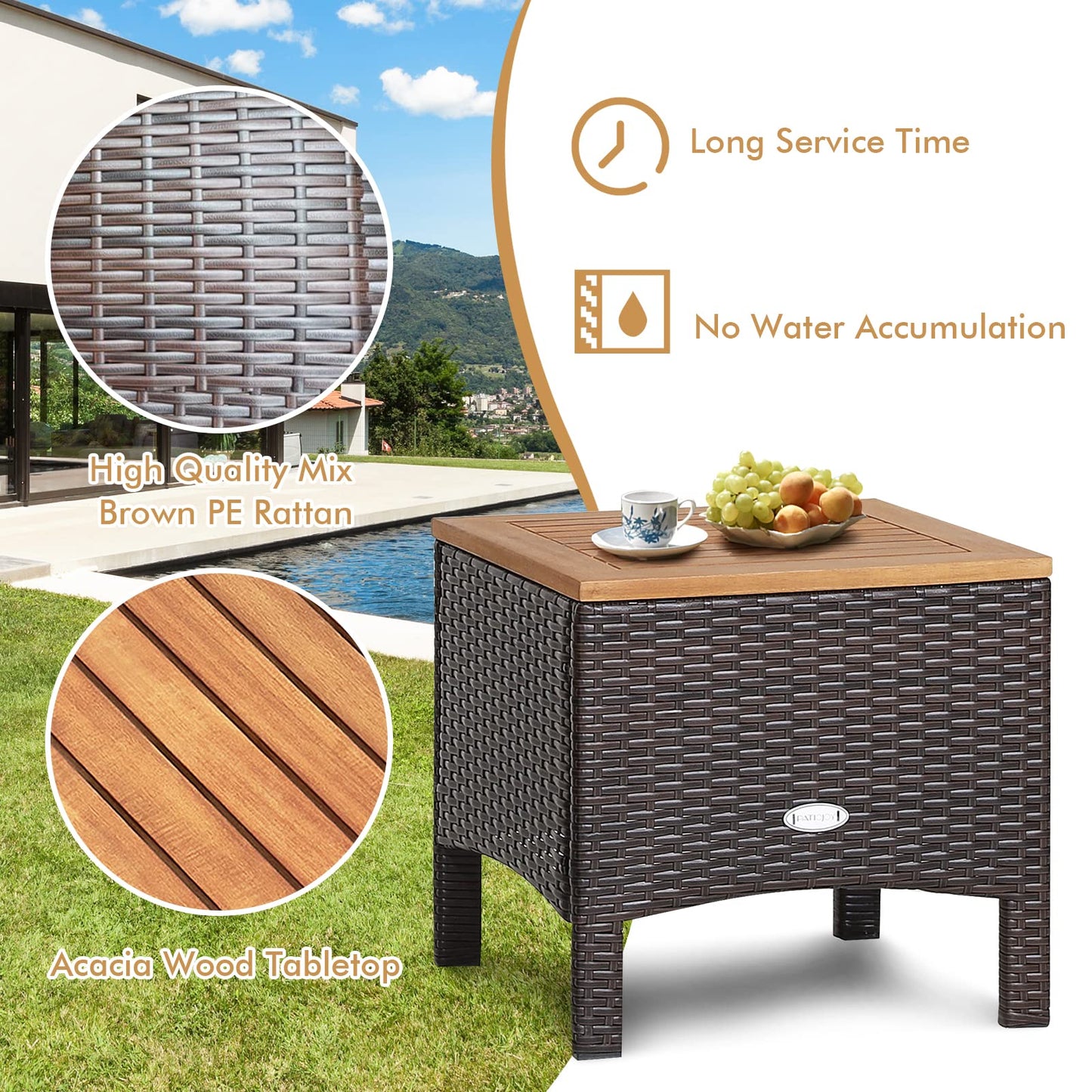 3-Piece Patio Sofa Set Garden Table and Chairs with Cushions