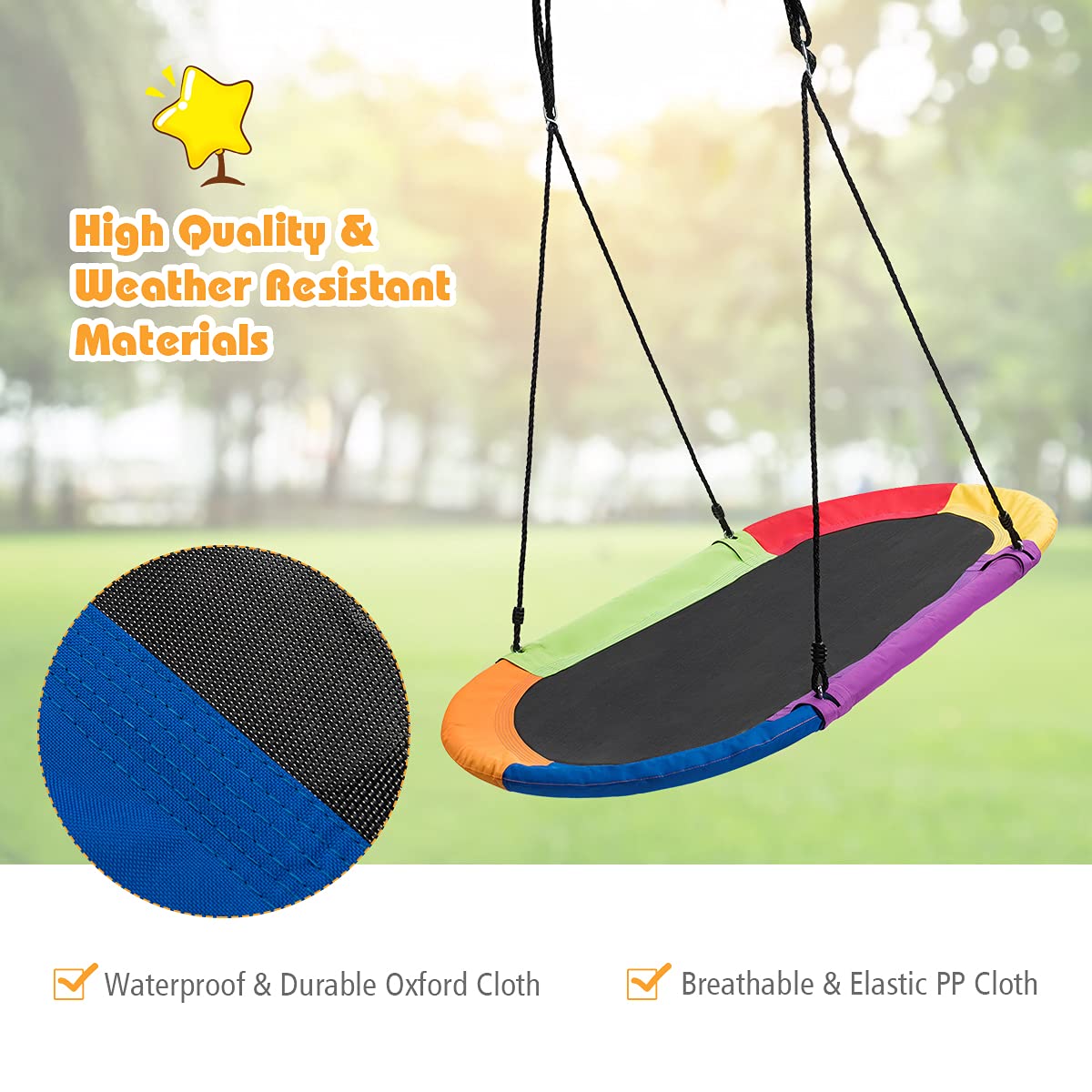 60 inch Kids Nest Swing with Adjustable Hanging Ropes