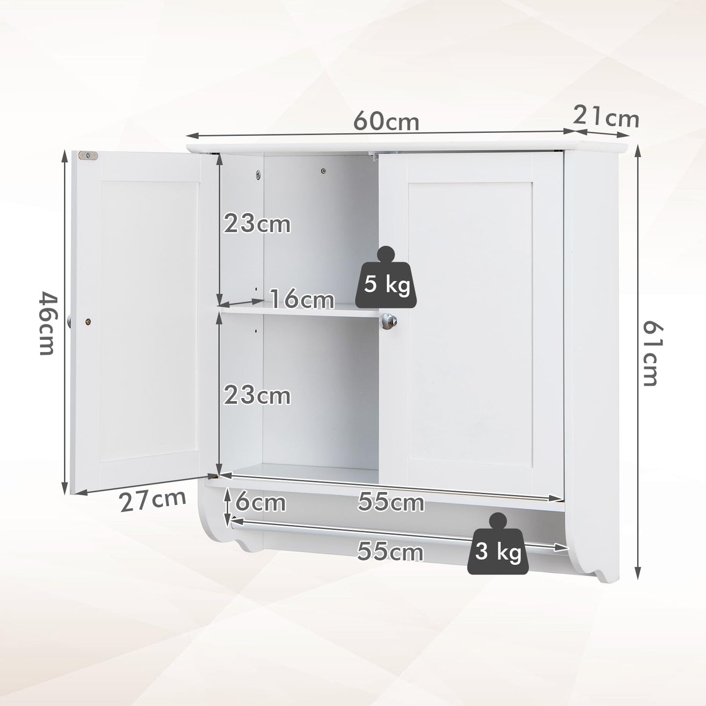 Wall Mounted Bathroom Cabinet with Adjustable Shelf