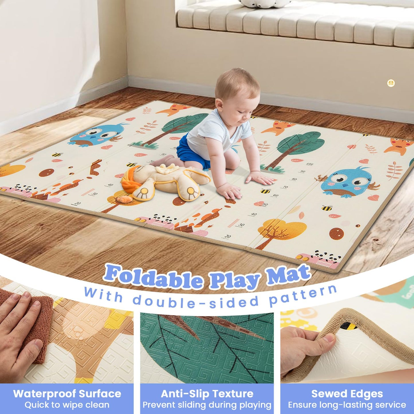 206 x 147cm Extra Large Toddler Fence with Mat