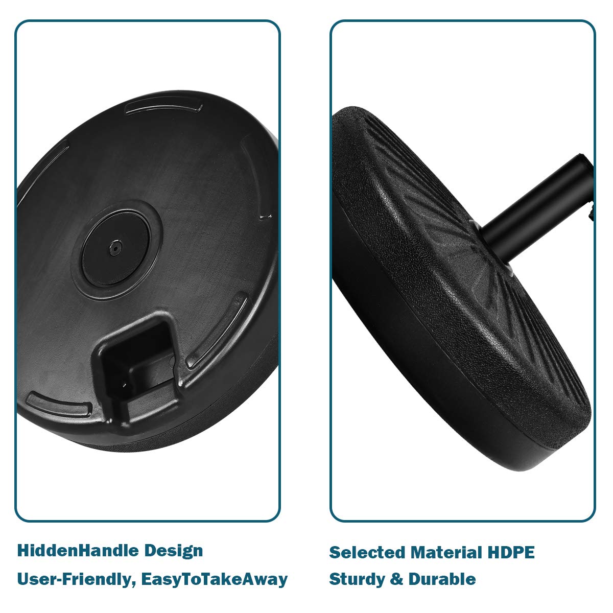 40KG Water and Sand Fillable Umbrella Stand with Built-in Handle