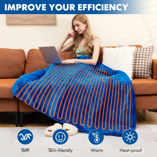 160 x 130/180 x 130 CM Electric Heated Throw Blanket with 10 Heat Settings
