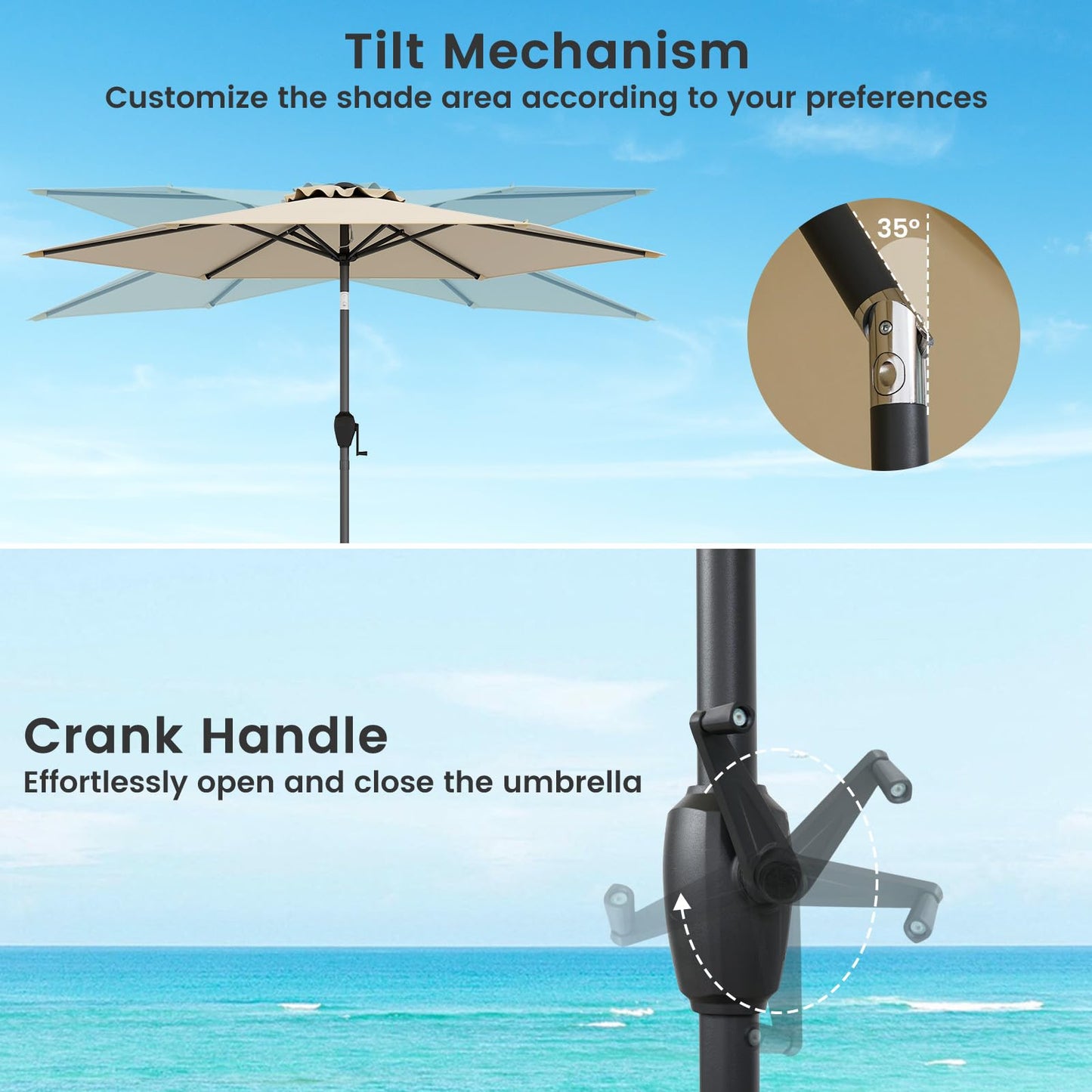 Outdoor Heavy Duty Umbrella with Push Button Tilt
