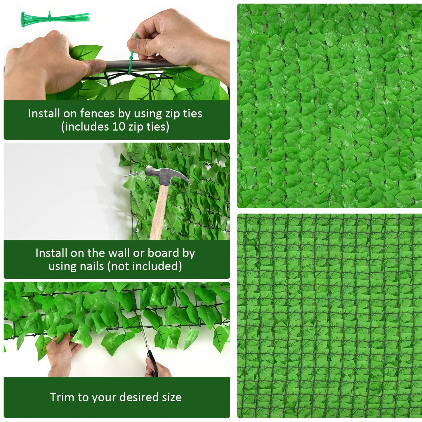 Ivy Leaf Trellis Expandable Artificial Hedge Fence
