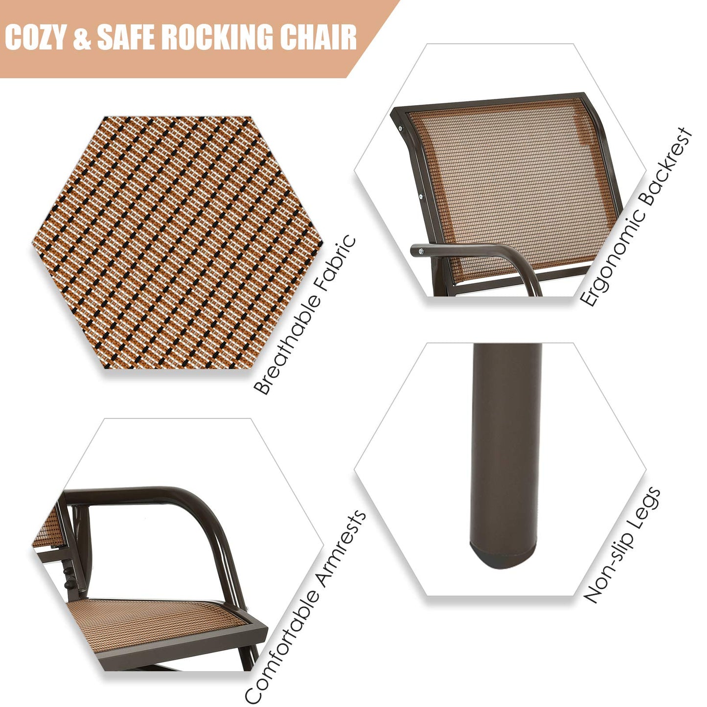 Metal Frame Single Garden Glider Chair