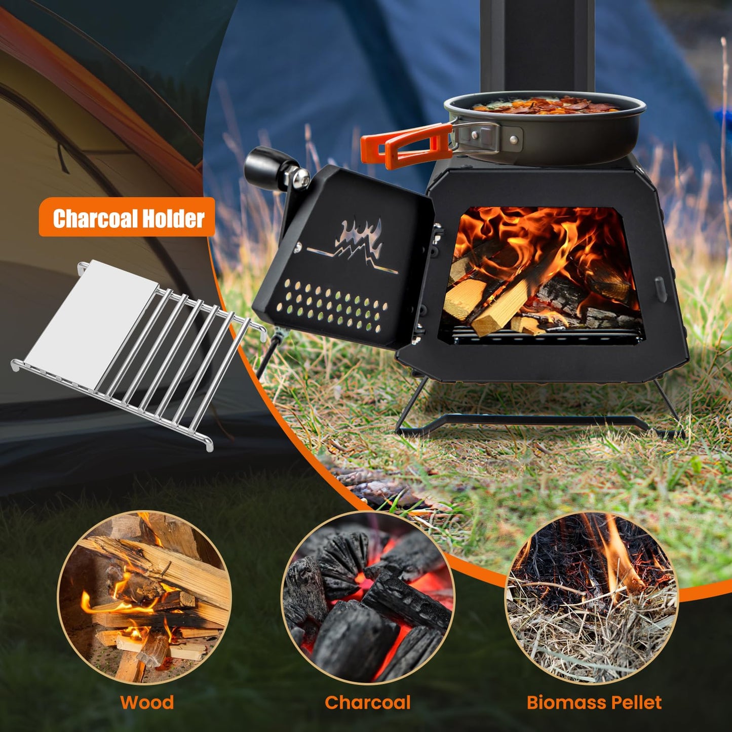 Camping Burning Stove with 2 Cooking Positions