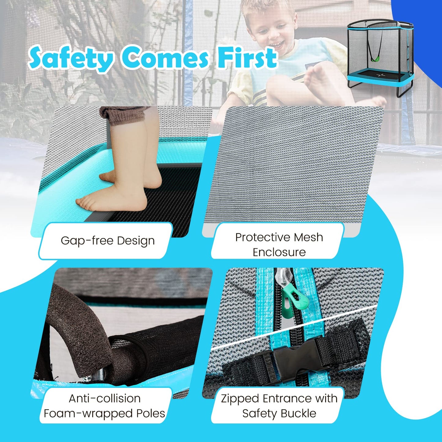 Rectangle Trampoline with Enclosure Net