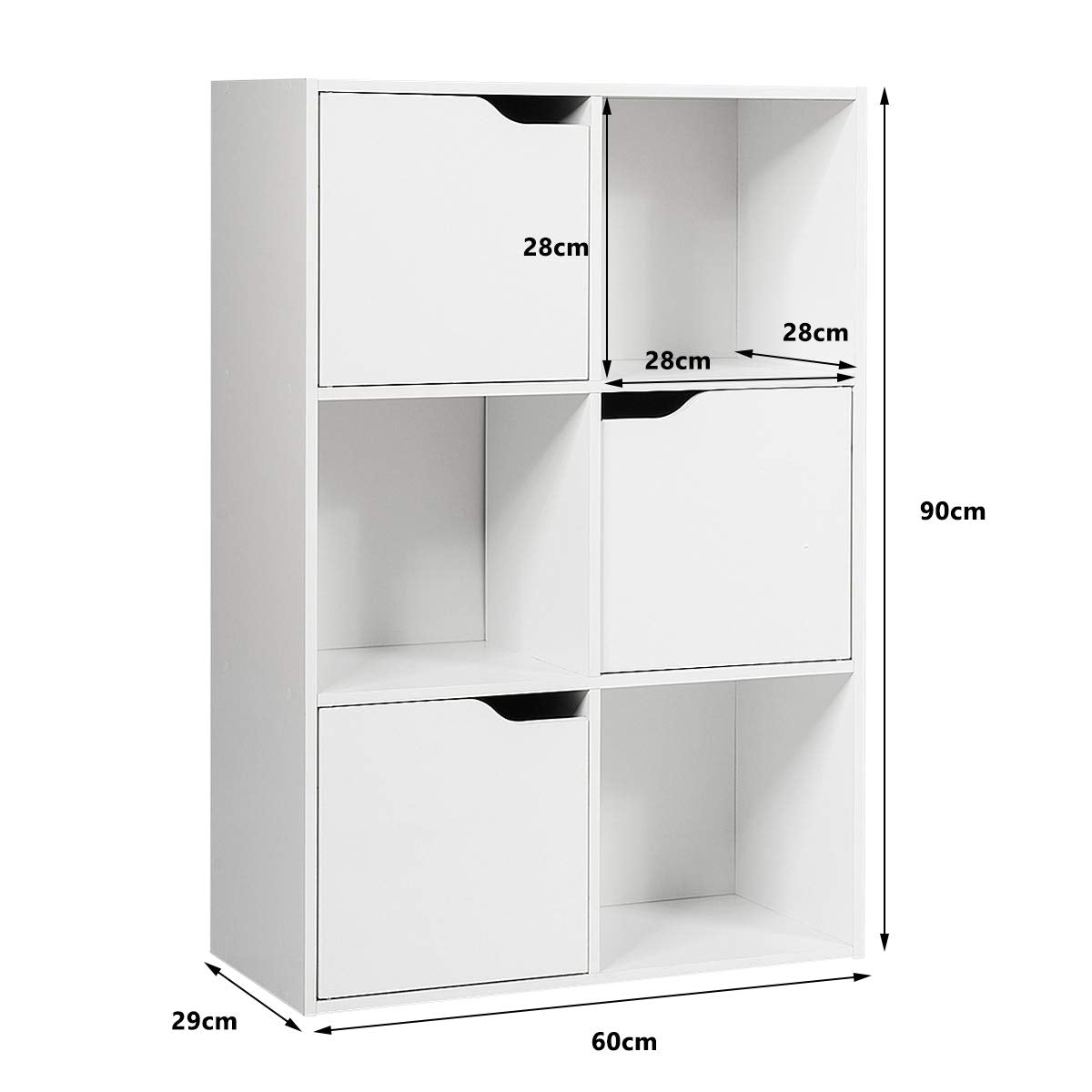 6 Cube Storage Cabinet with 3 Cupboard Doors
