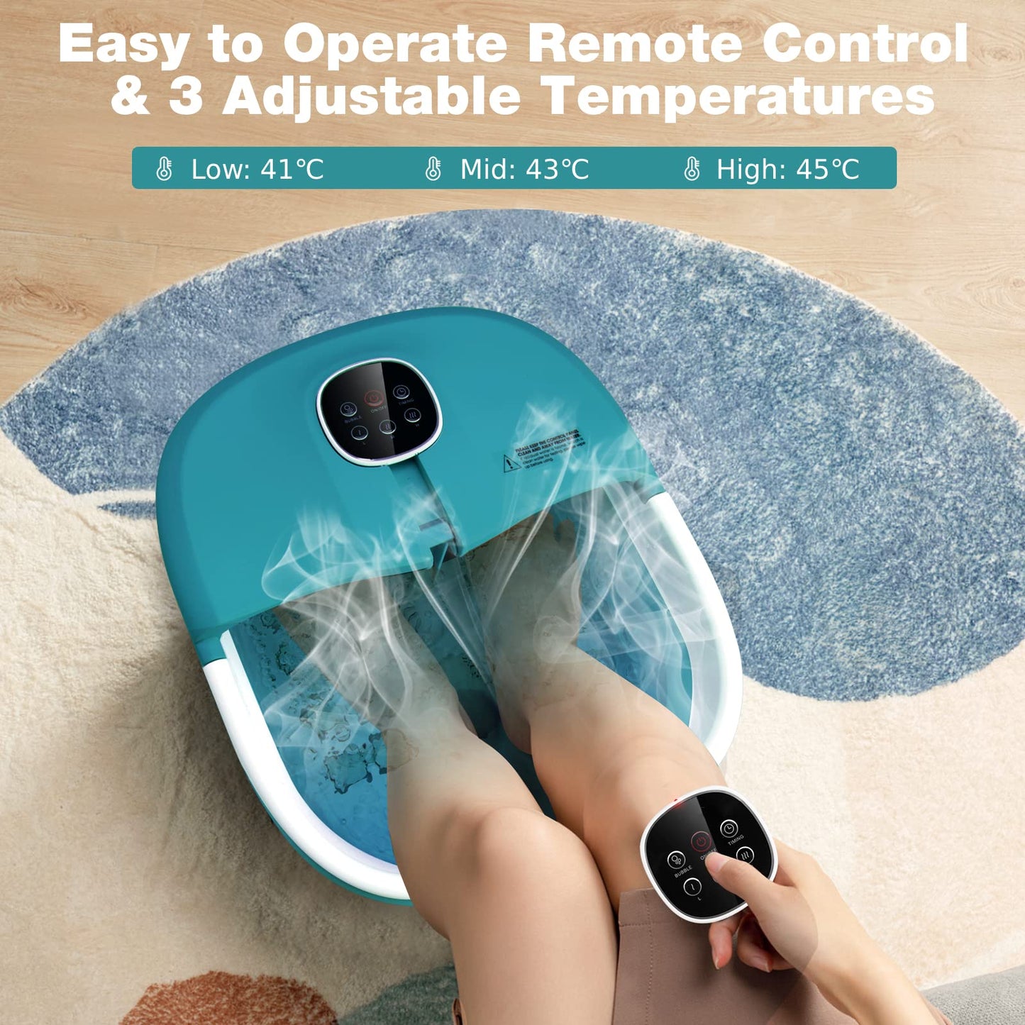 Foldable Heating Foot Soaker with Bubbles & Timing Function