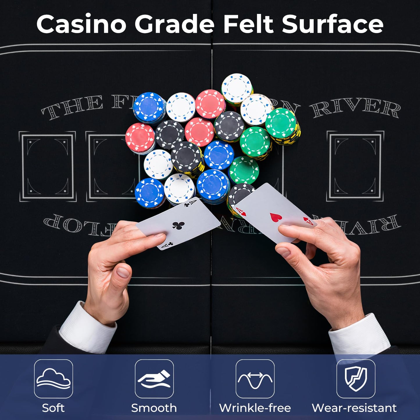 182cm Folding Casino Leisure Card Board Game Tables with Metal Cup Holders