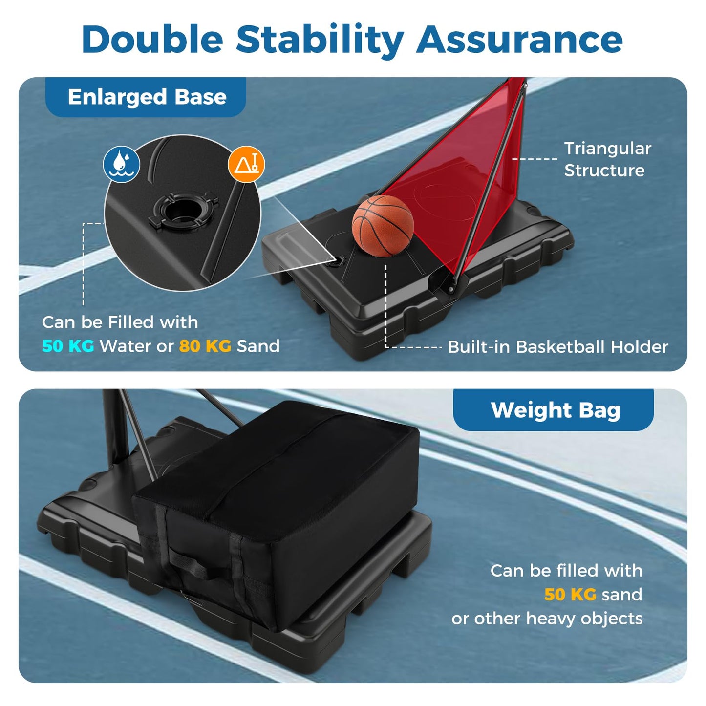All Weather Basketball Goal System with 2 Wheels