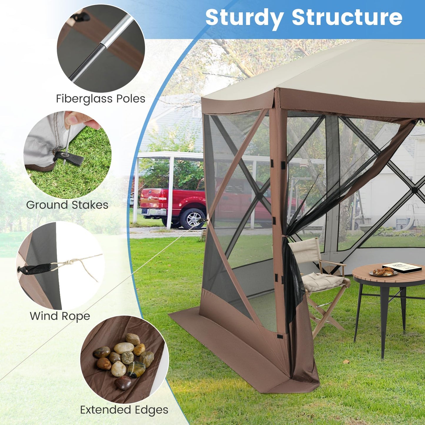 3.5 x 2.3m Pop up Camping Gazebo with Carrying Bag