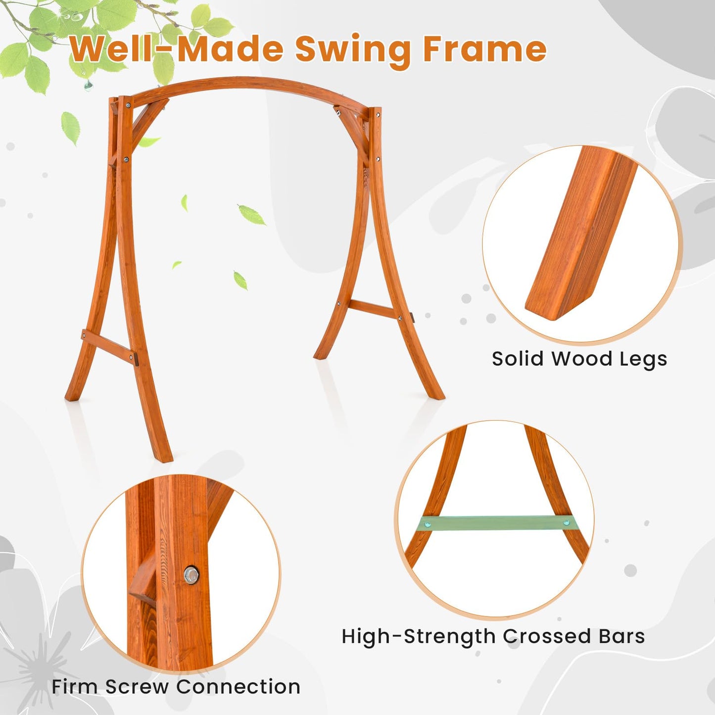 Solid Wood Garden Swing Stand Frame