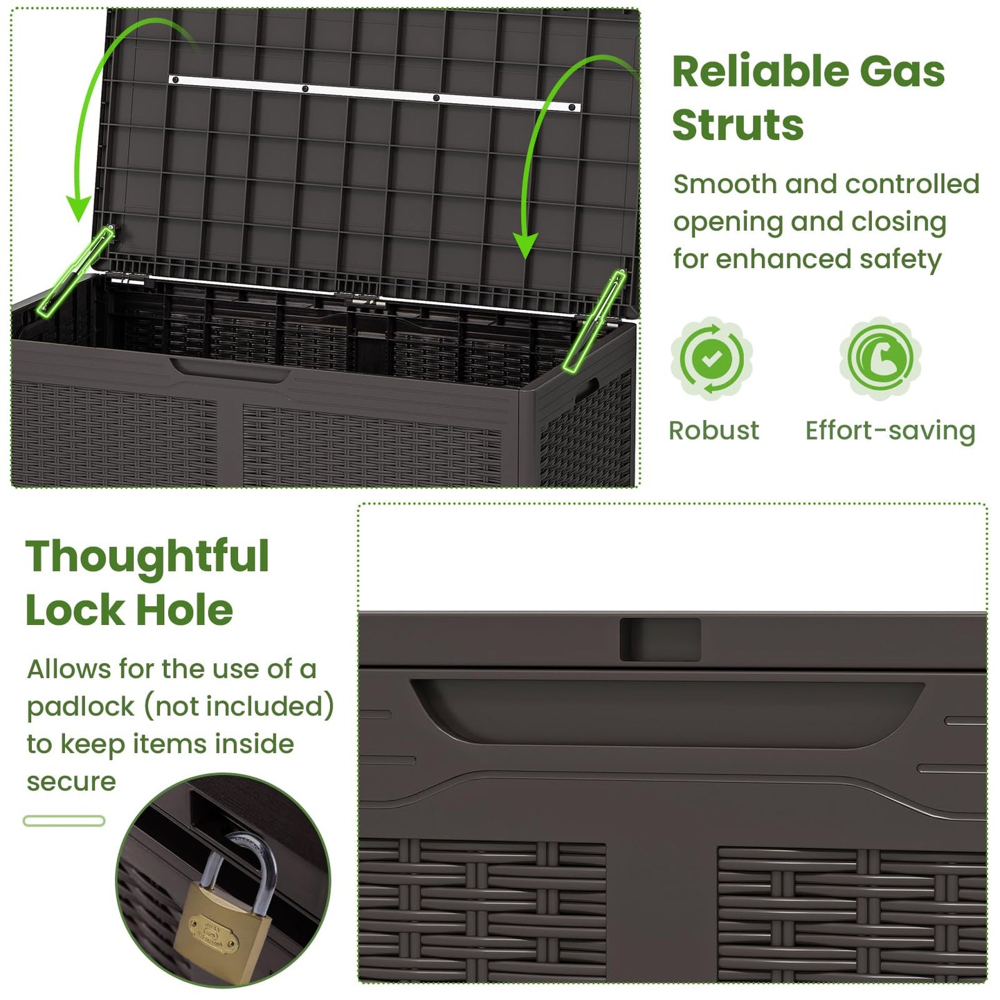 380L Resin Deck Box with Lockable Lid and Wheels