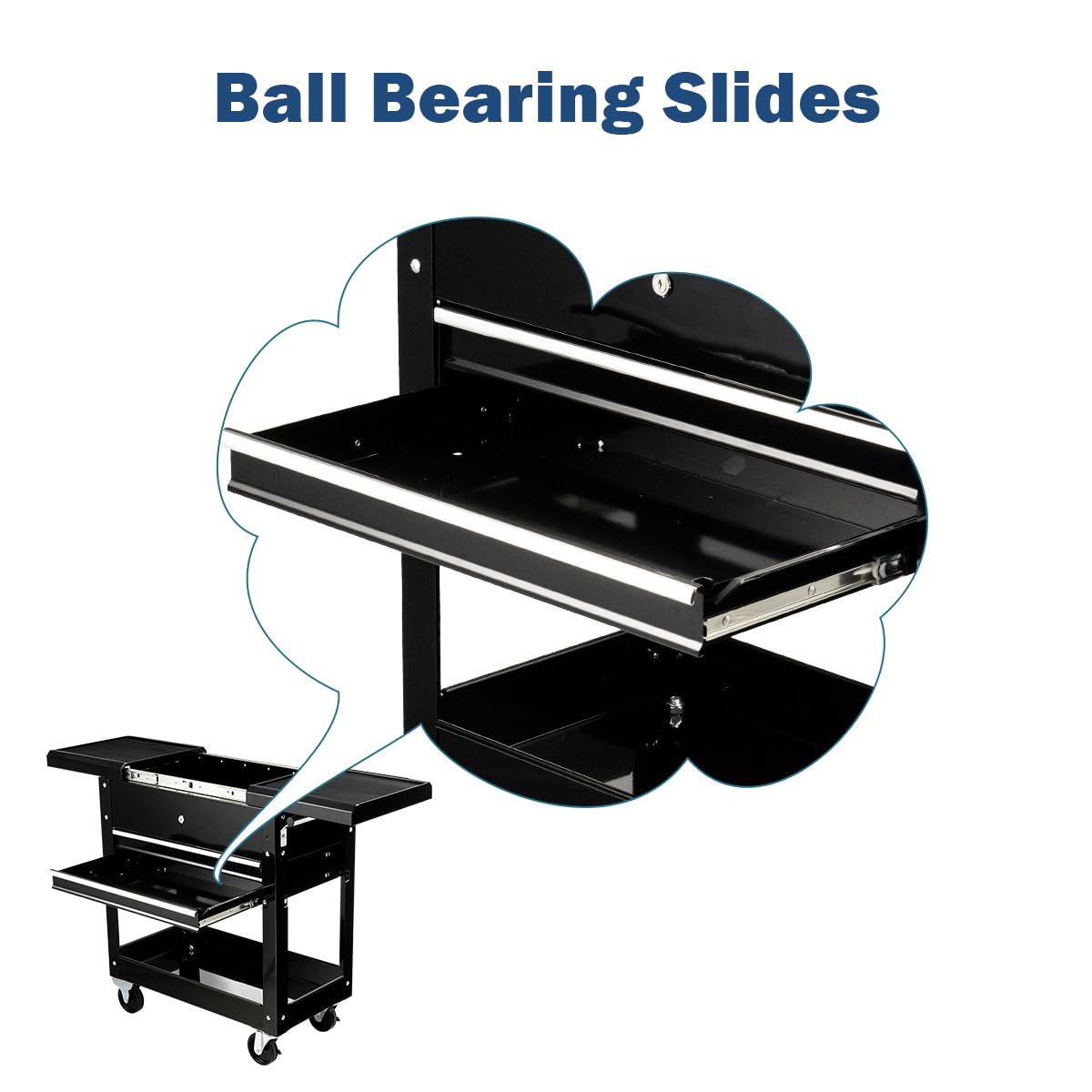 Lockable Rolling Tool Cart with Wheels and Drawers