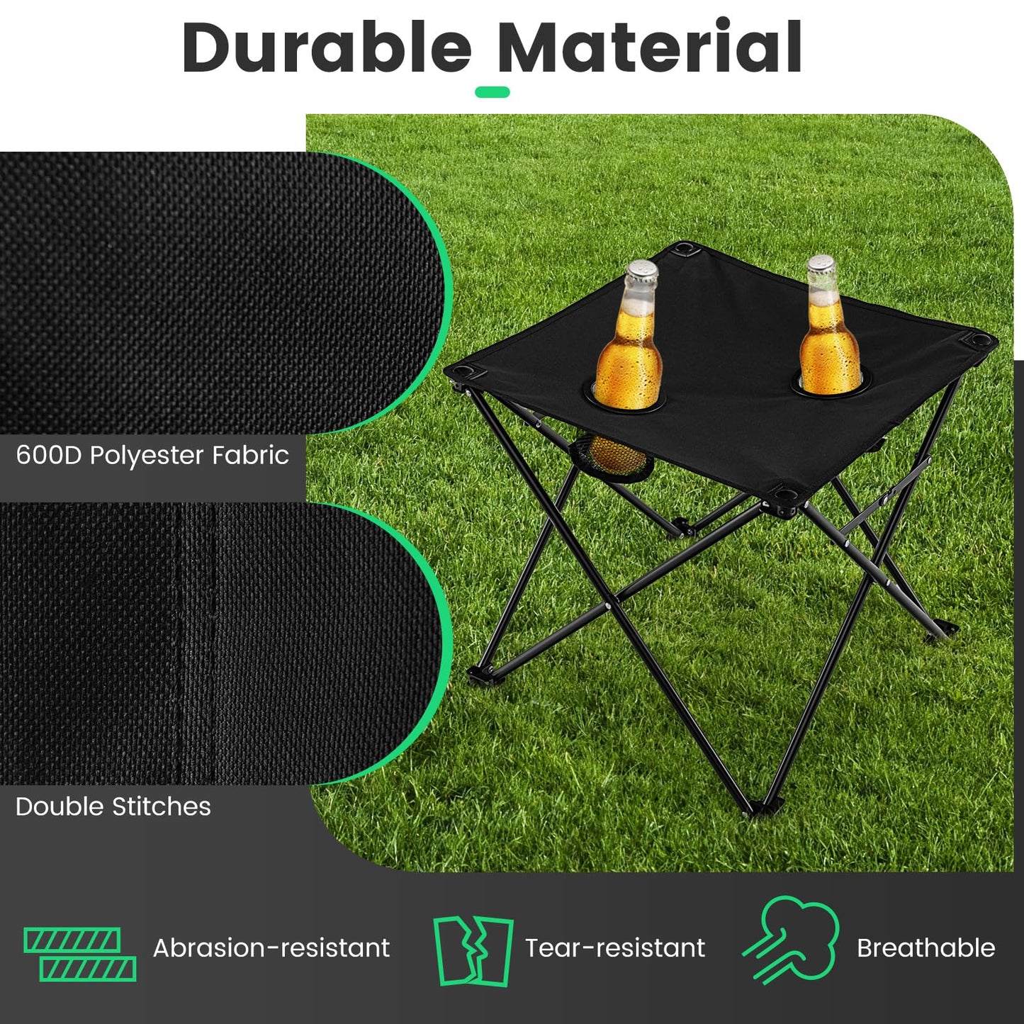 3 Piece Foldable Camping Chairs and Table Set