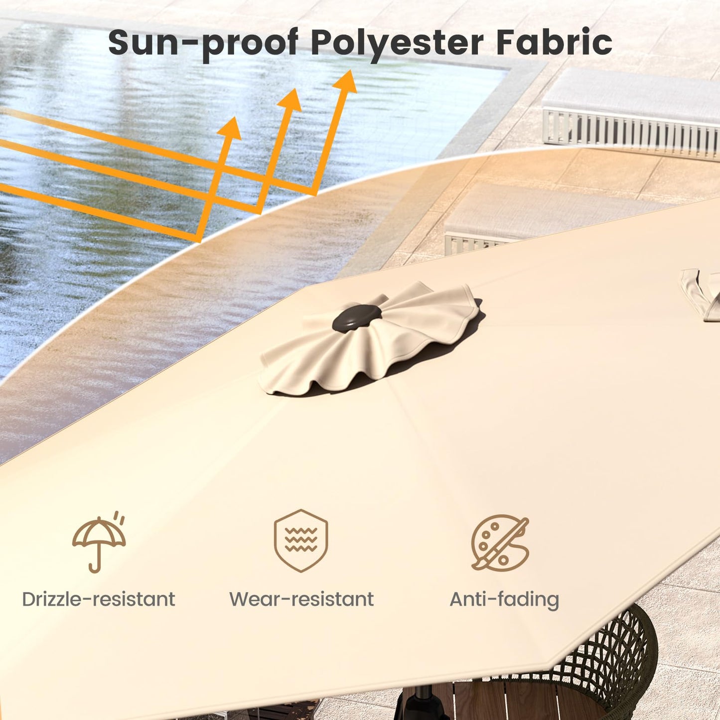 Outdoor Heavy Duty Umbrella with Push Button Tilt