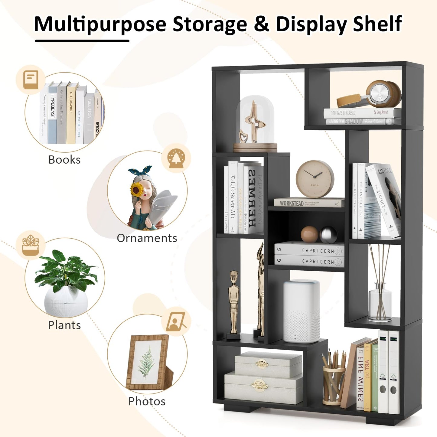 120cm Tall Bookshelf with Anti-tipping Kits for Home Office