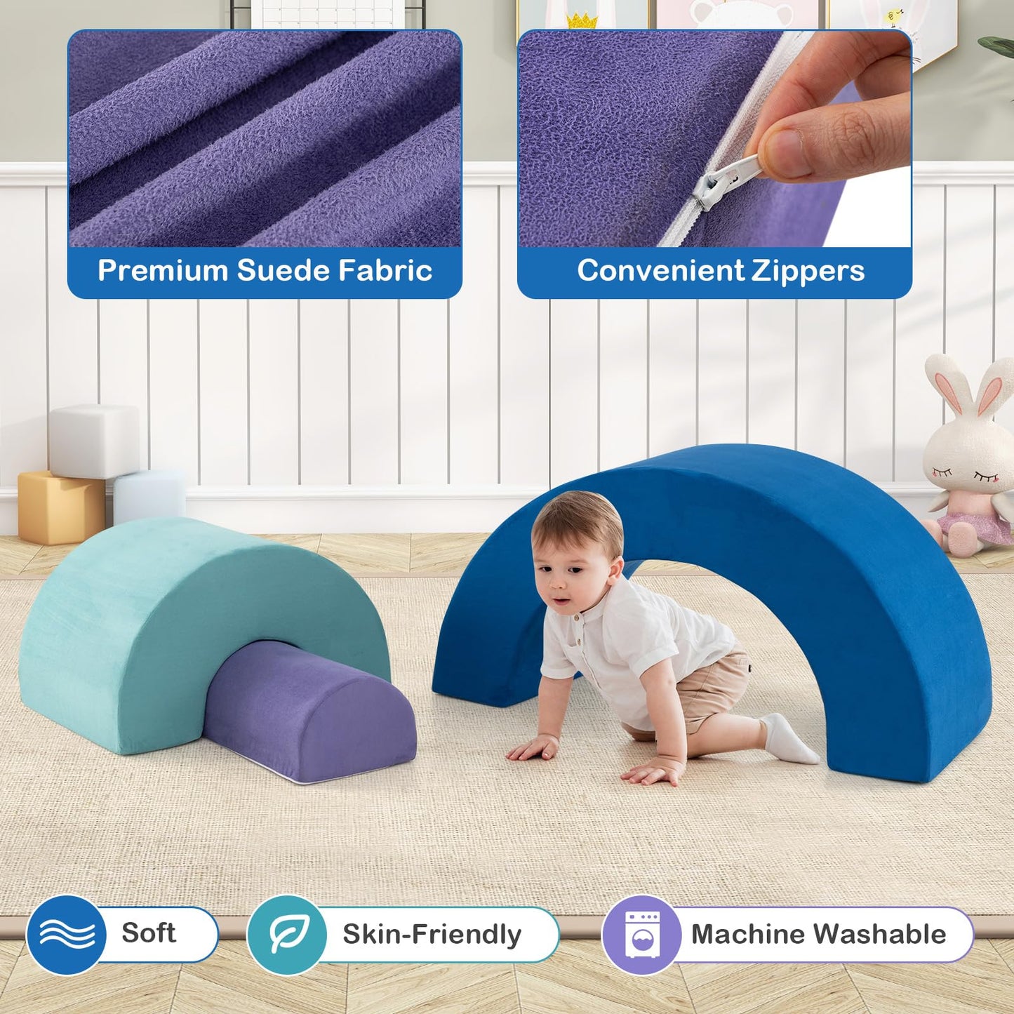 Rainbow Arc Climber Playset Foam Climbing Blocks Indoor Climb and Crawl Activity Play Set